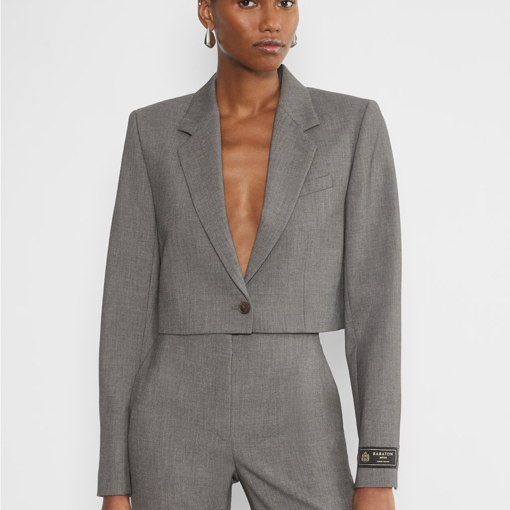Babaton Gray Tailored Blazer Suit Jacket